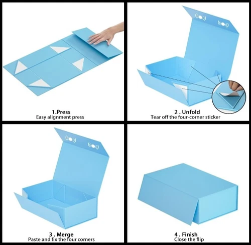 Blaue Geschenkbox, 9,5x6x3" Geschenkbox für Geschenke mit Deckel magnetisch - Bild 4 von 5