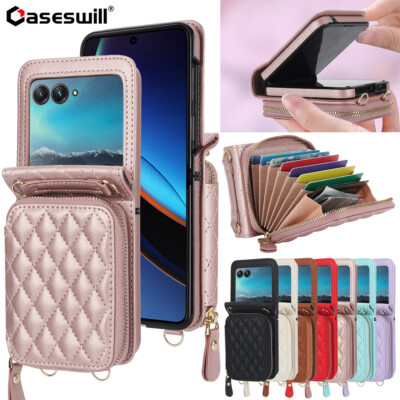For Motorola Razr+ Plus (2024) (2023) Diamond Grid Leather Wallet Case Cover