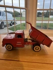 Vintage Red Tonka Hydraulic Dump Truck Toy With White Wall Tires