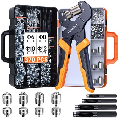 Grommet Tool Kit 4 Sizes Eyelet Plier Punch 370Pcs for Tarps Canvas Vinyl Crafti