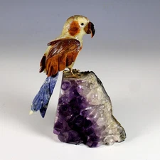 Hand Carved Bird Semi Gem Brazil Hand Carved Amethyst Quartz Base