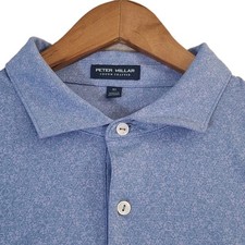 Peter Millar Crown Crafted Geometric Polo Shirt XL Blue Performance Tailored Fit