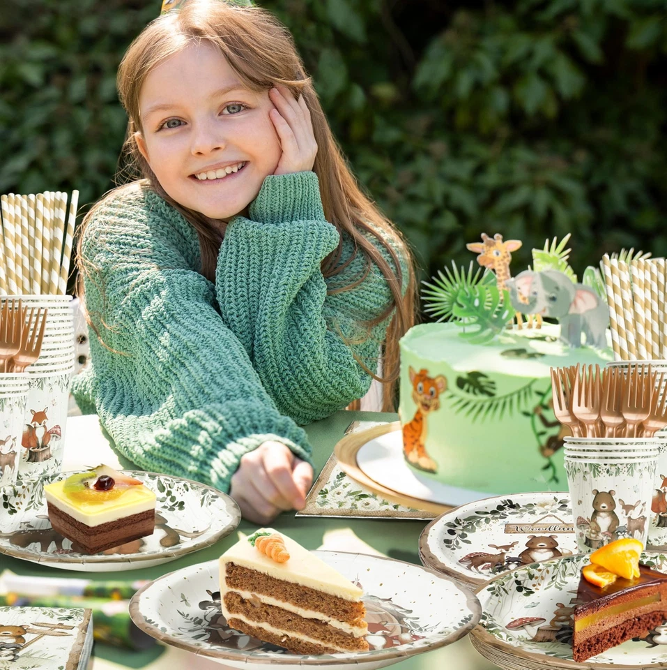 300 шт. принадлежностей для душа ребенка Woodland для 50 гостей — декор для вечеринки с животными в джунглях - Изображение 2 из 4