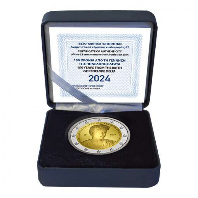 GRÈCE 2024 150 ANS DE LA NAISSANCE DE PENELOPE DELTA PIÈCE DE 2 EUROS BE PROOF