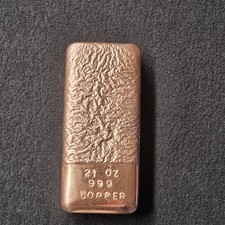 Copper Bullion 21 oz Ingot 1.54 Pound Cu Hand Poured .999 Crafts/Art /Collecting