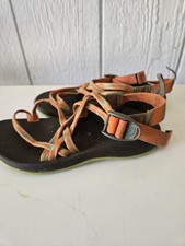 CHACO Youth, ZX1 Ecotread Size 4 Strappy Orange and Teal chevron