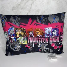 Monster High Decorative Pillow Soft Plush  15" x 10" Pink Black