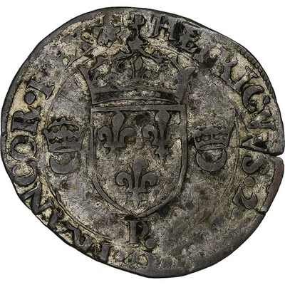France, Henri II, Douzain aux croissants, 1550, Dijon, Billon, TB+, Gadoury:357 - Photo 1/2