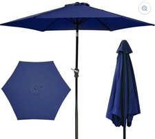 Blue Market Umbrella 105.5" Polyester Waterproof UV Protection Vent Tilt Crank