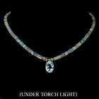925 Sterling Silver Necklace Oval Sky Blue Topaz 14x10mm Fire Opal Gemstone 17in