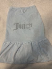 Juicy Couture Light Blue Velour Bling Dress Pet Dog Apparel Size M/L NWT