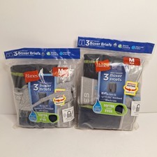 Hanes Boxer Briefs Boys Size Medium 10-12 Lot of 2 Packs of 3 Tagless Underwear