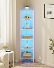 Corner Shelf with LED Light 6-Tier Corner Bookshelf for Small Space Storage Rack