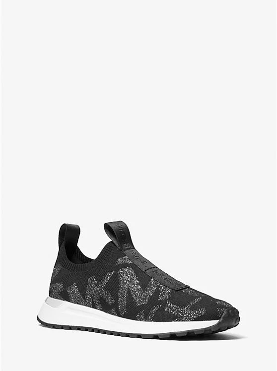 MICHAEL Michael Kors  Black Bodie Metallic Logo Knit Slip-On Trainer Sneaker 7.5 - Image 3 of 4