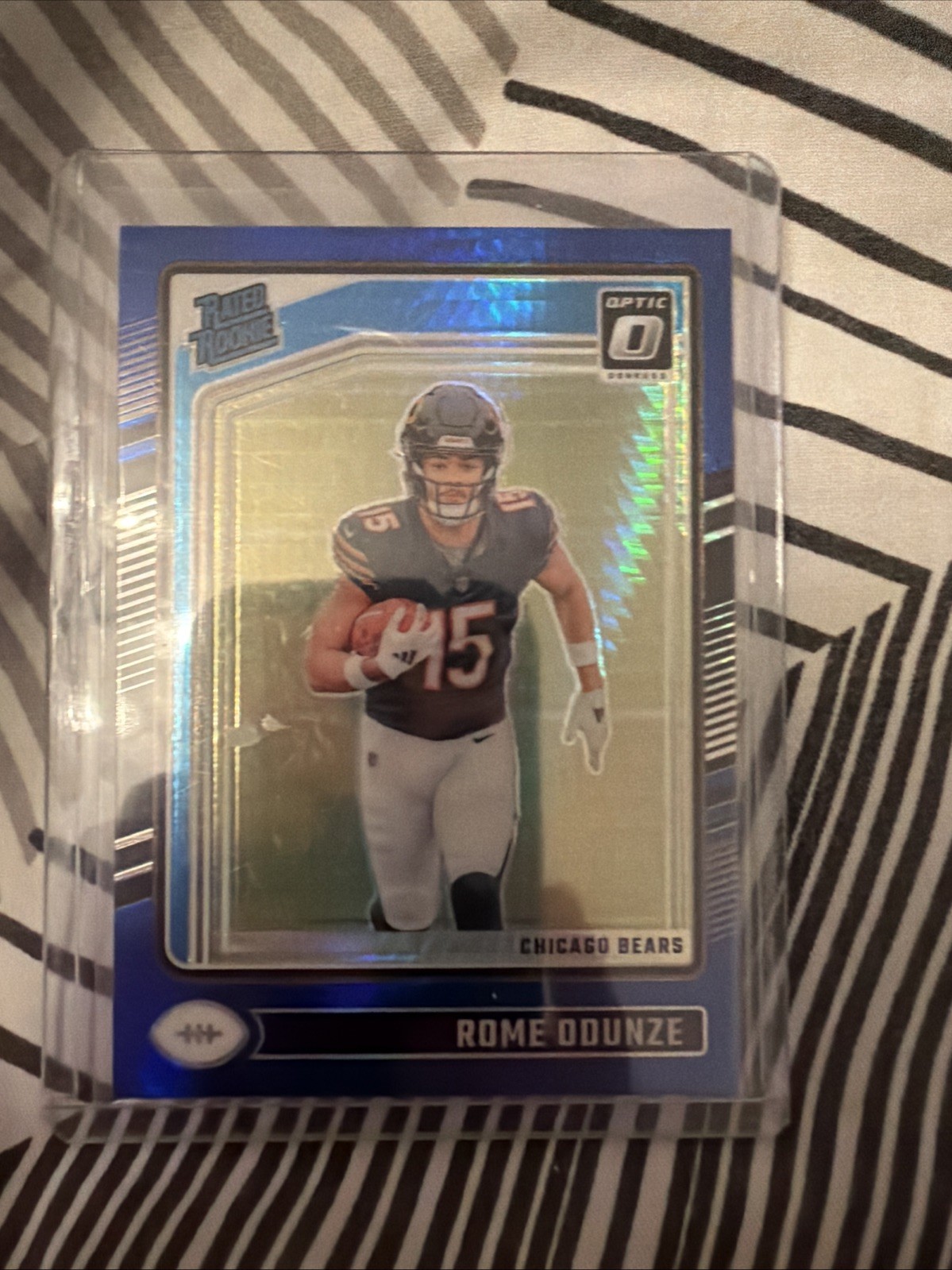 2024 Panini Donruss Optic Rated Rookie Blue Hyper Prizm Card Rome Odunze #286 RC