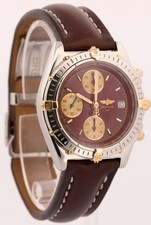 Breitling Chronomat BURGUNDY Red Two-Tone Gold Steel Leather 39mm B130501 Watch 4