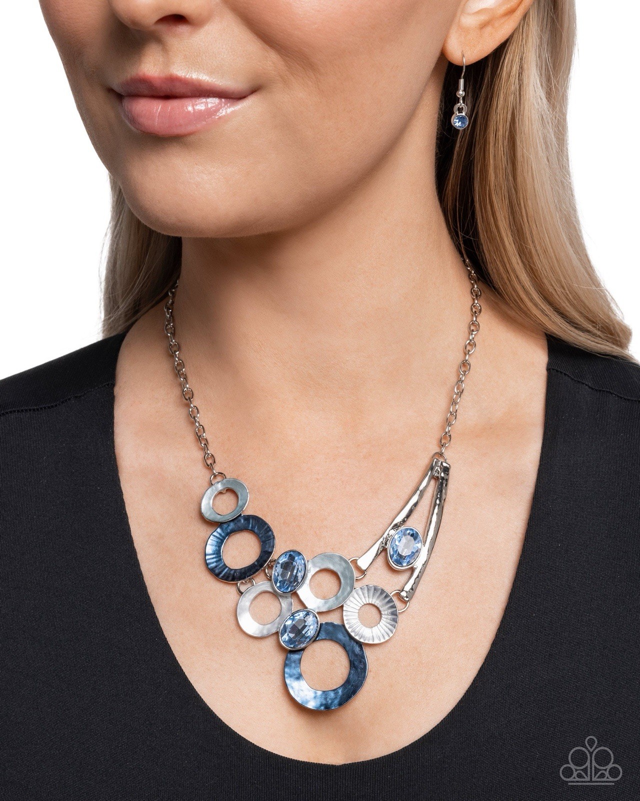New Paparazzi Jewelry-Compelling Circles Necklace-Blue