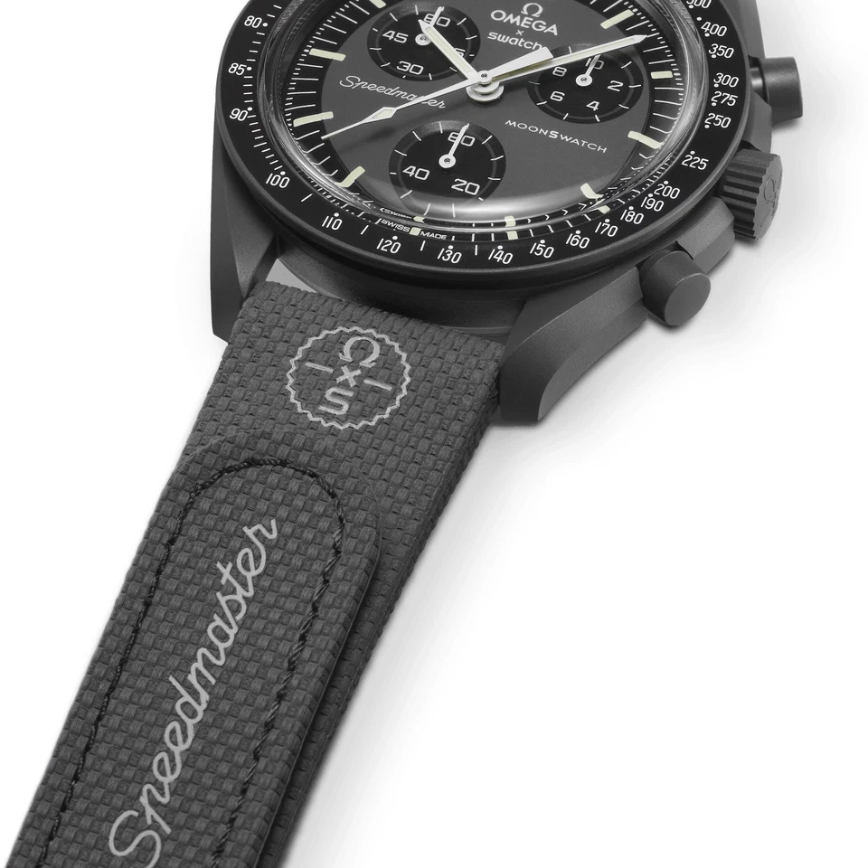 Omega X Swatch MOONSWATCH Correa GRIS OSCURO/NEGRO GOMA XL (7,1-8,1 pulgadas) Foto 3 de 4