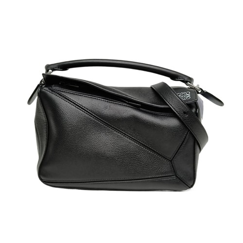 LOEWE Puzzle 24 Geometric Bag, Small Size Black Calfskin  Pristine Crossbody Bag