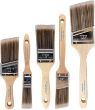 Paint Brush Set 5 Piece Flat Angle Brushes Latex Oil Interior Exterior
