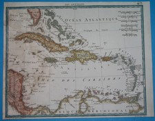 1806 rare CARTE ORIGINALE INDIES OCCIDENTALES ANTILLES CARAÏBES CUBA JAMAÏQUE BAHAMAS HAITI