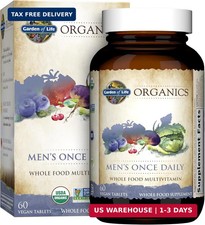 Garden of Life Once Daily Whole Food Multivitamin for Men, Organic Mens Vitamins