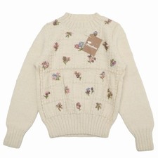 Mint Vintage knit Size 36 HANDKNITS Hand-Knitted Floral Sweater Branded clo...