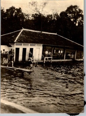 Diver Bathhouse & Summer Joy 1920s Silver Gelatin Print Illinois Lakeside
