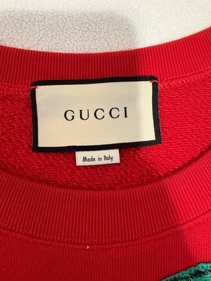 Authentic GUCCI red Sweatshirt w embroidered Panther And Logo Size