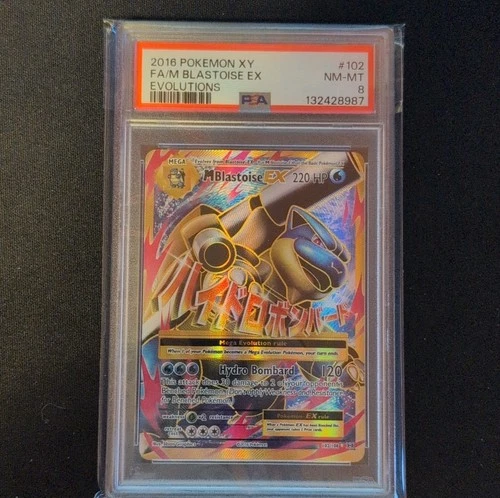 2016 Pokémon M Blastoise EX Full Art 102/108 Evolutions Ultra Rare PSA 8