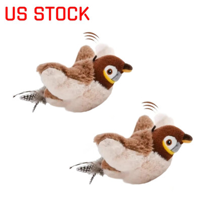 2x USB Interactive Flying Bird Cat Toy Realisti Sparrow Simulation Electronic US