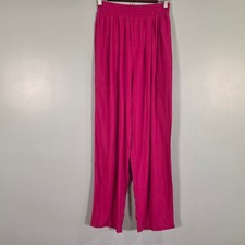 Adam Douglass Vintage Magenta Pink Crinkle Rayon Wide Leg Pants Medium USA Made