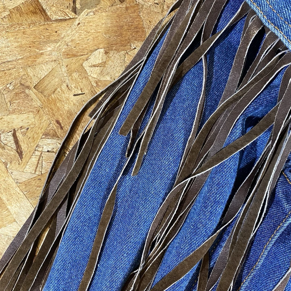 Винтажный 80-х джинсовой ткани кожи кисточки западный стиль куртка женщин размер большой - Изображение 3 из 4