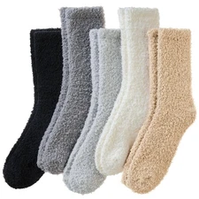 Womens Fuzzy Socks Fluffy Warm Slipper Winter Comfy Thermal Cozy Plush Sleep ...
