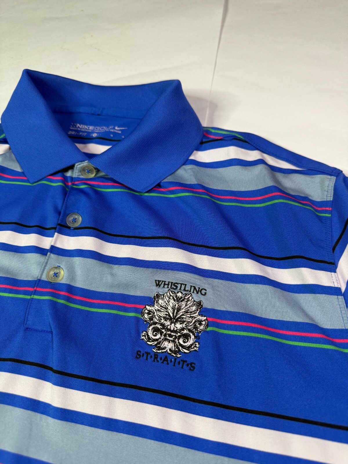 Nike Dri-Fit Polo Shirt Men's Large Multicolor Striped PGA Whistling Straights thumbnail 2
