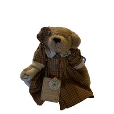 Boyds Bear Brown Red Gingham Dress Plush Teddy Bear
