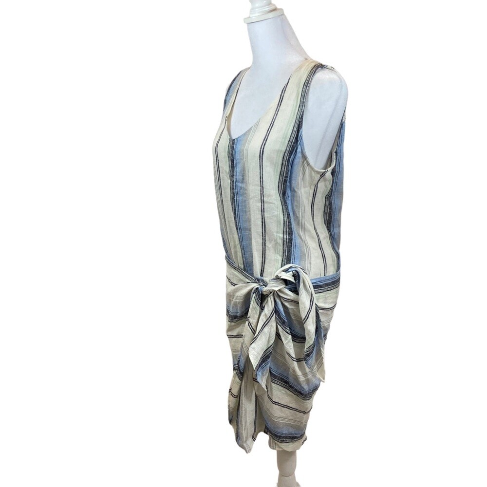 Drew Brand Linen Blend Sleeveless Tie Front Midi Dress Size Medium
