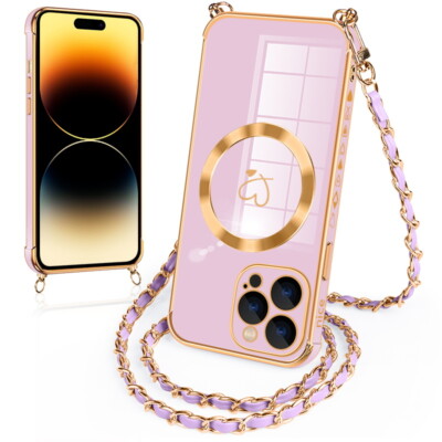 Für iPhone 16 14 15 Pro Max 13 hülle mit Band Handykette Magnetisch Case Cover，，