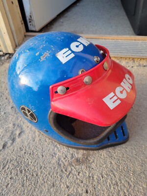 ECHO FULL FACE VISOR BMX HELMET WITH ORIGINAL PERIOD STICKERS DK OLD SCHOOL 