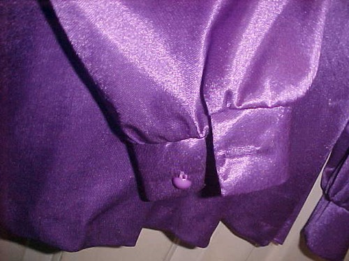 Blusa brillante para mujer Blair púrpura con botones talla M 100 % poliéster manga larga - Imagen 5 de 8