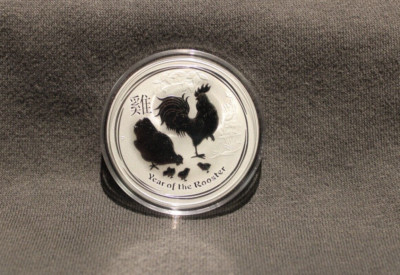 2017 Australia Lunar Year of the Rooster - 1 oz .9999 Silver $1 Coin IN ...