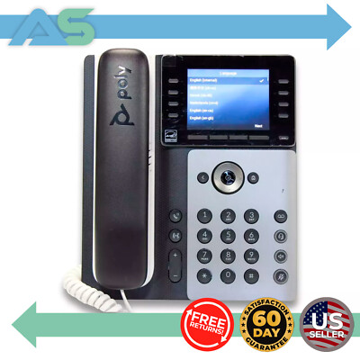 Poly Edge E320 Corded Desktop Voip Phone With 3.5 Inch Display Stand & Base