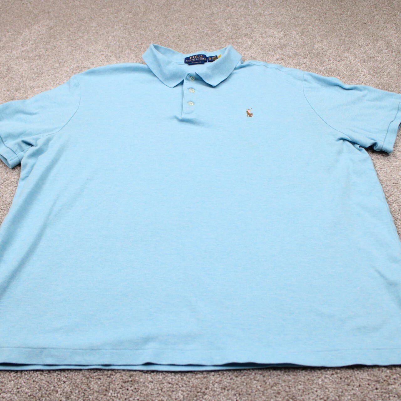 Polo Ralph Lauren camicia vestibilità classica uomo XL blu carne pony cotone maglione S S