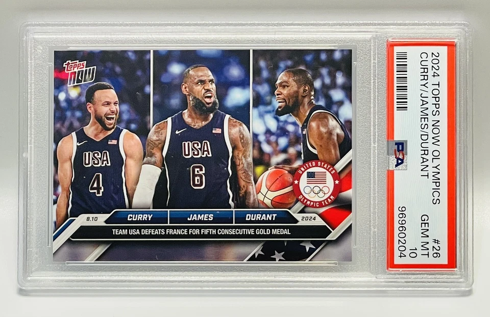 LeBron - Curry - Durant *PSA 10* 2024 Topps Now USA Olympic Basketball Team #26 - Image 2 of 3