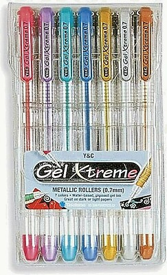 Gel Xtreme Metallic Pens .7mm 7/Pkg-Blue, Green, Gold, Pink, Silver, Purple NIP