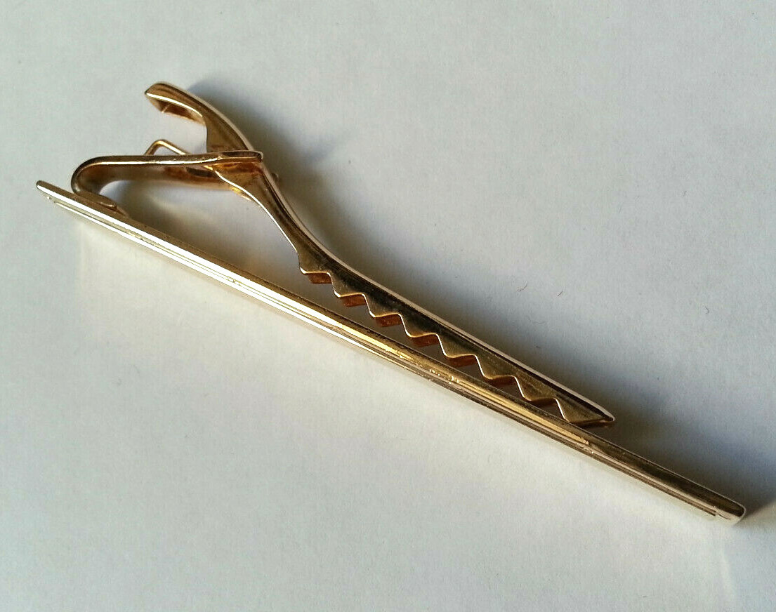 PINCE A CRAVATE vintage CLASSIQUE barre cloutée doré STYLE ART DECO