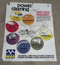 MOOG Auto Parts Power Steering Mechanic Car Shop Poster Original Vintage USA