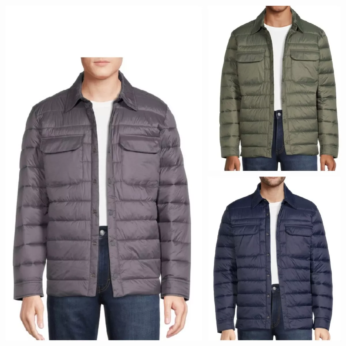 George Men s Pick Color Lightweight Button up Puffer Style Shirt