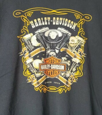 Harley Davidson Shawinigan  Quebec Canada Men's Pre-shrunk Black T-shirt  2XL
