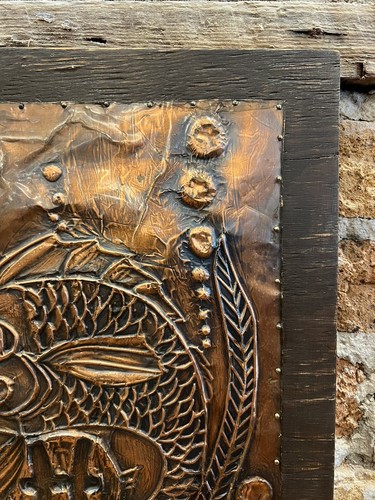 Pisces Zodiac Embossed Copper Sign Astrology 22.5” x 14.5” Stars February March - Picture 3 of 5